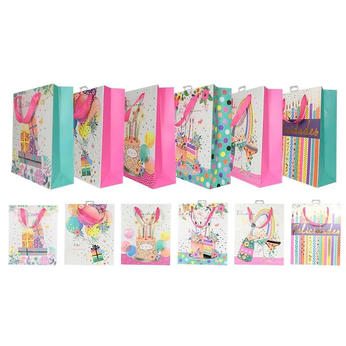 BOLSA REGALO CUMPLEAÃOS FLUOR 26X32X10CM | POESSA REGALO | 1 UNIDAD | 18430173325638