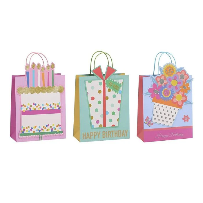 BOLSA KRAFT REGALO CUMPLEAÃOS CRYSTAL | POESSA BISMARK GIFT | 1 UNIDAD | 18430173332117