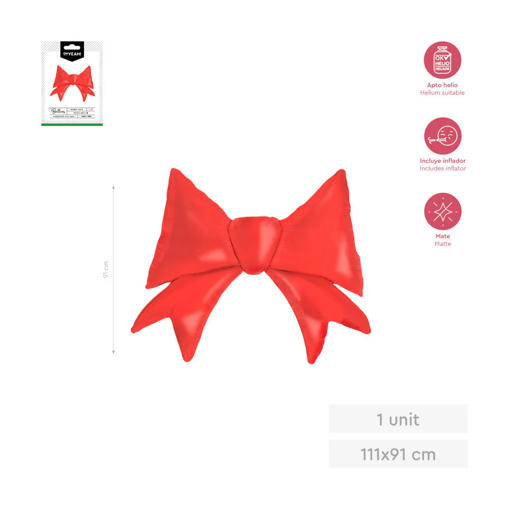 GLOBO FOIL LAZO RAYAS ROJO 111X91CM 44 1UD | AMBER MOOD OH YEAH | 1 UNIDAD | 28435557735420