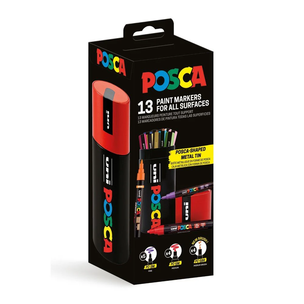 SET 13 ROTULADOR POSCA COLORES SURTIDOS LATA METALICA - Image 3