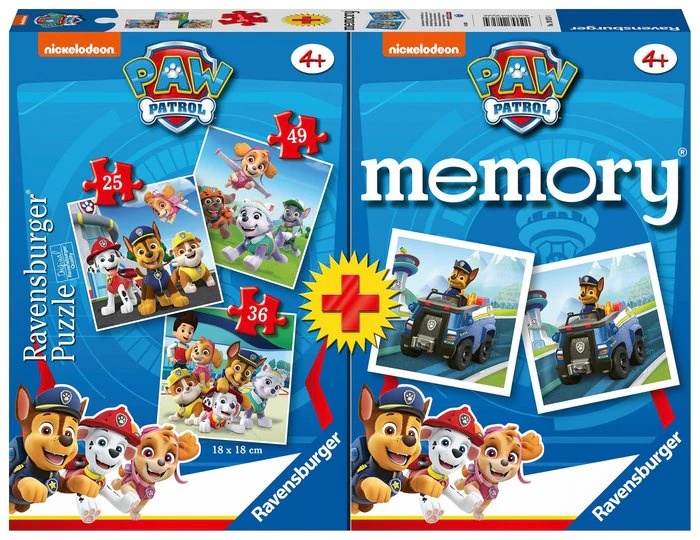 MULTIPACK MEMORY PAW PATROL +3 PUZZLES | RAVENSBURGER GAMES | 1 UNIDAD | 4005556208234