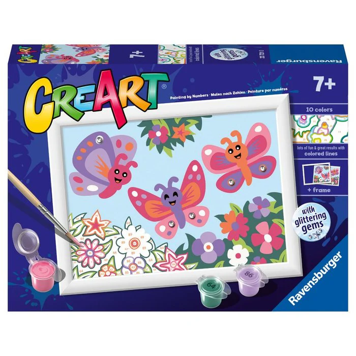 JUEGO PINTAR POR NUMEROS CREART SERIE E MARIPOSAS GLITTER | RAVENSBURGER GAMES | 1 UNIDAD | 4005556237210