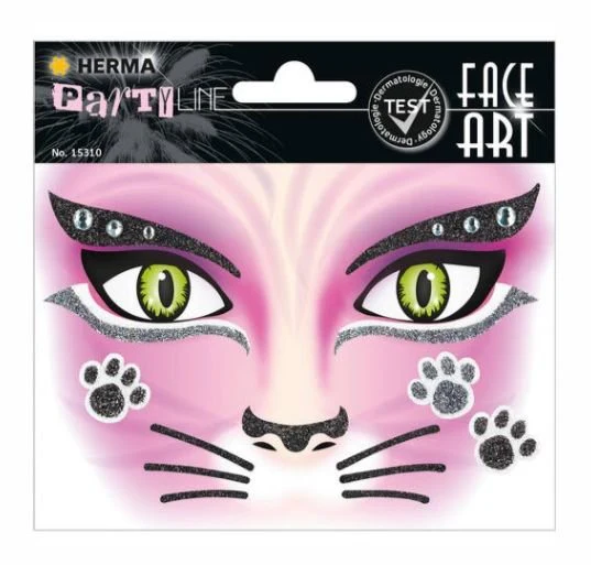 PEGATINAS FACE ART CAT GLITTERY FOIL | GRUPO ERIK EDITORES STICKERS | ENVASE 10 UDS. UNIDAD | 4008705153102