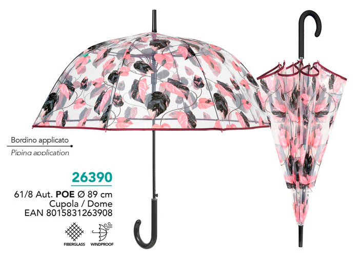 PARAGUAS MUJER 61/8 AUTOMATICO POE HOJAS ROSAS | PERLETTI | 1 UNIDAD | 8015831263908