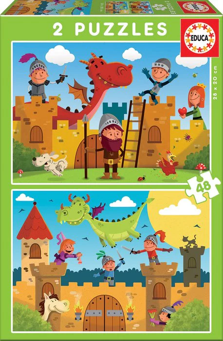 PUZZLE 2X48 PIEZAS DRAGONES Y CABALLEROS | EDUCA-BORRAS | 1 UNIDAD | 8412668171510