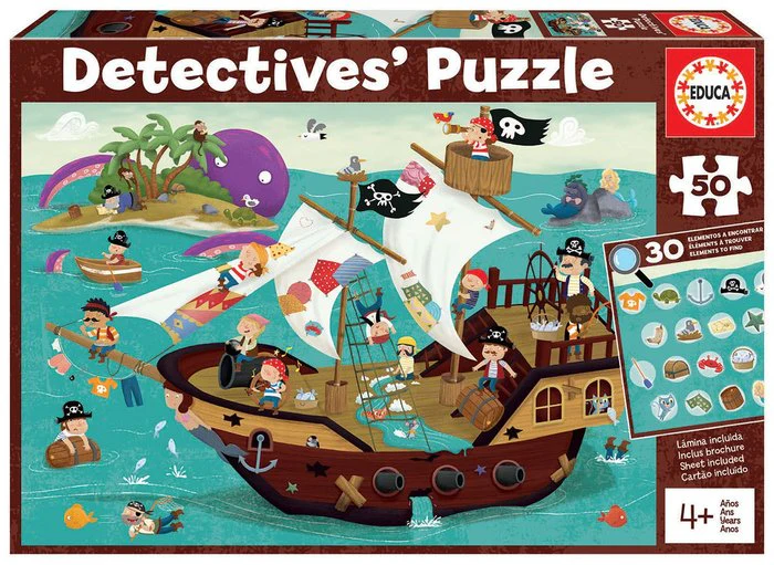 PUZZLE EDUCA 50 PIEZAS PIRATAS DETECTIVES | EDUCA-BORRAS | 1 UNIDAD | 8412668188969