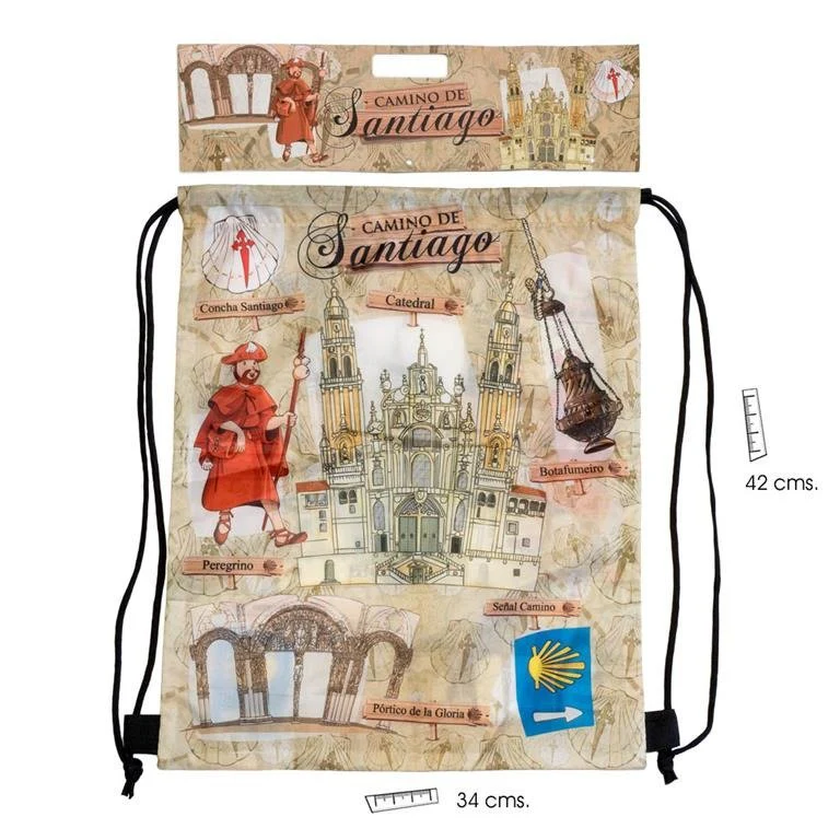 BOLSA MOCHILA CAMINO DE SANTIAGO | SOUVENIR JAVIER | 1 UNIDAD | 8435266195344