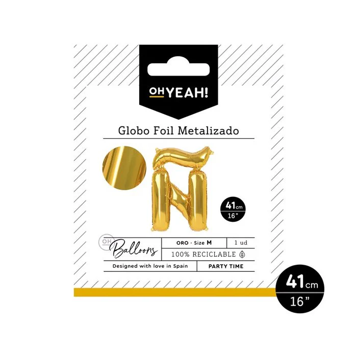 GLOBO POLIAMIDA LETRA Ñ 41CM-16 ORO METALIZADO1 UD | AMBER MOOD OH YEAH | 1 UNIDAD | 8435557702985