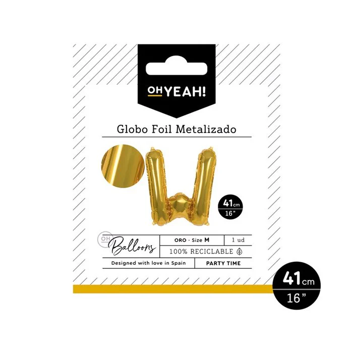 GLOBO POLIAMIDA LETRA W 41CM-16ORO METALIZADO 1 UD | AMBER MOOD OH YEAH | 1 UNIDAD | 8435557703876