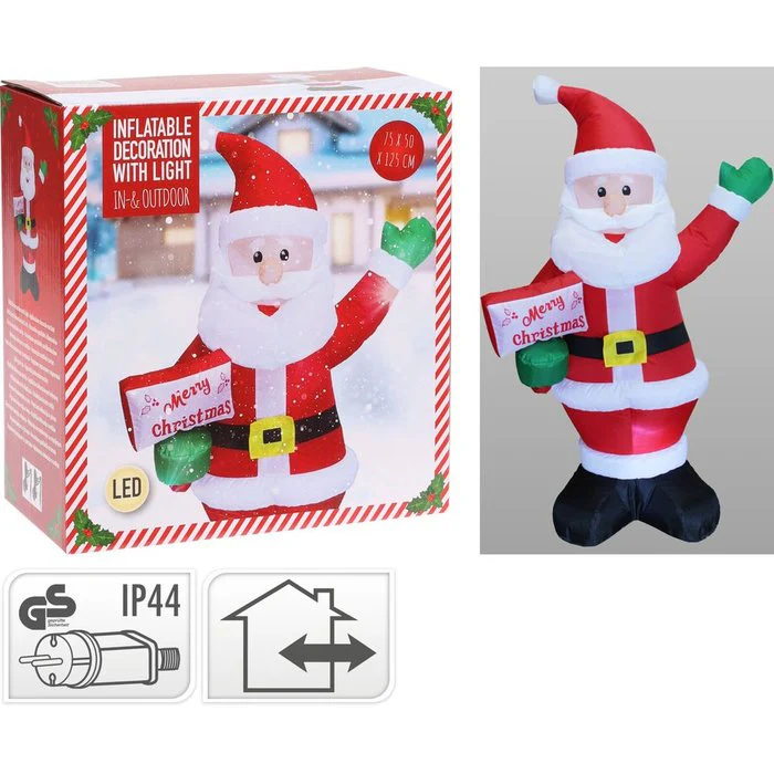 DECORACION PAPA NOEL INFLABLE CON LUZ 125CM | KOOPMAN CHRISTMAS | 1 UNIDAD | 8720573673457