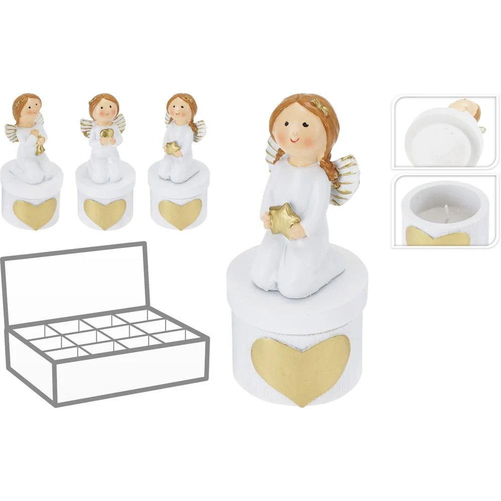 EXPOSITOR 12 VELAS CON ANGEL 5X12CM | KOOPMAN CHRISTMAS | ENVASE 12 UDS. UNIDAD | 8721037089906